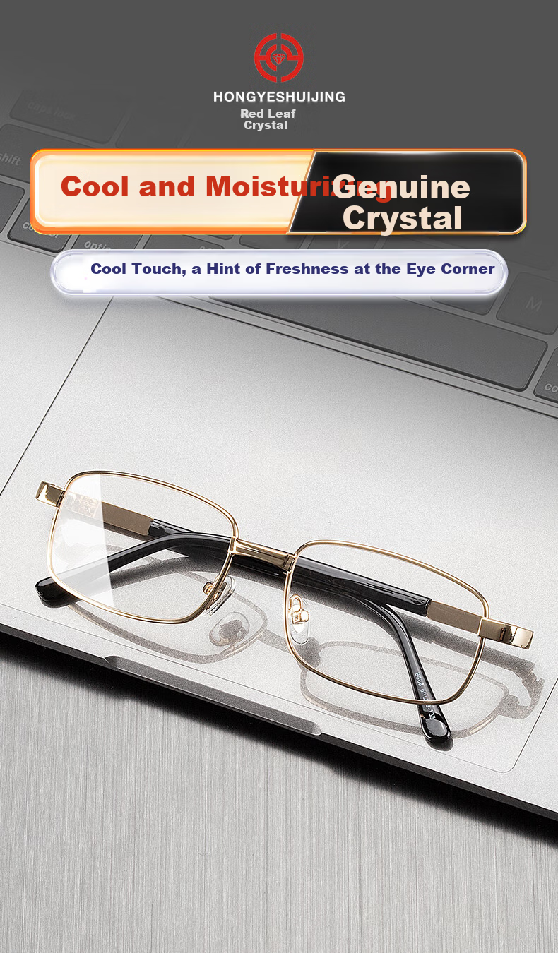 Hongye Crystal HD Crystal Reading Glasses Men Ultra-Light Presbyopic Glasses Crystal Stone Elderly Reading Glasses Middle-aged and Elderly Back to School 6