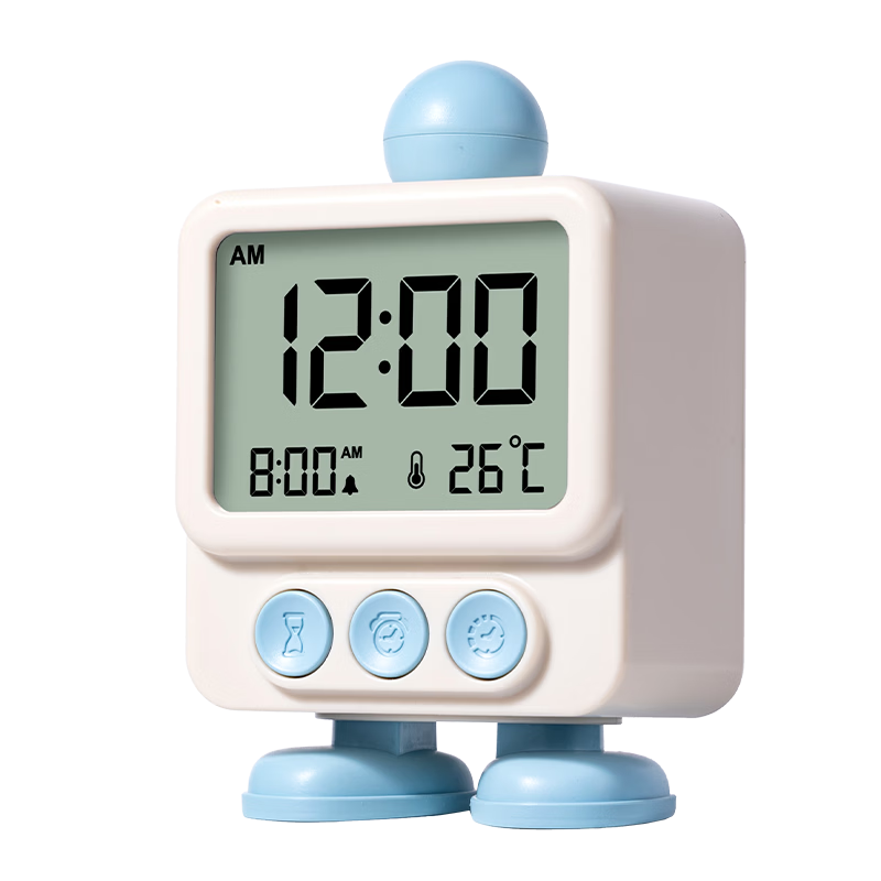 Deli Electronic Alarm Clock for Kids and Students New Model Timer Robot Multifunctional Children's Wake-Up Gadget Back-to-School Gift LE132 Blue