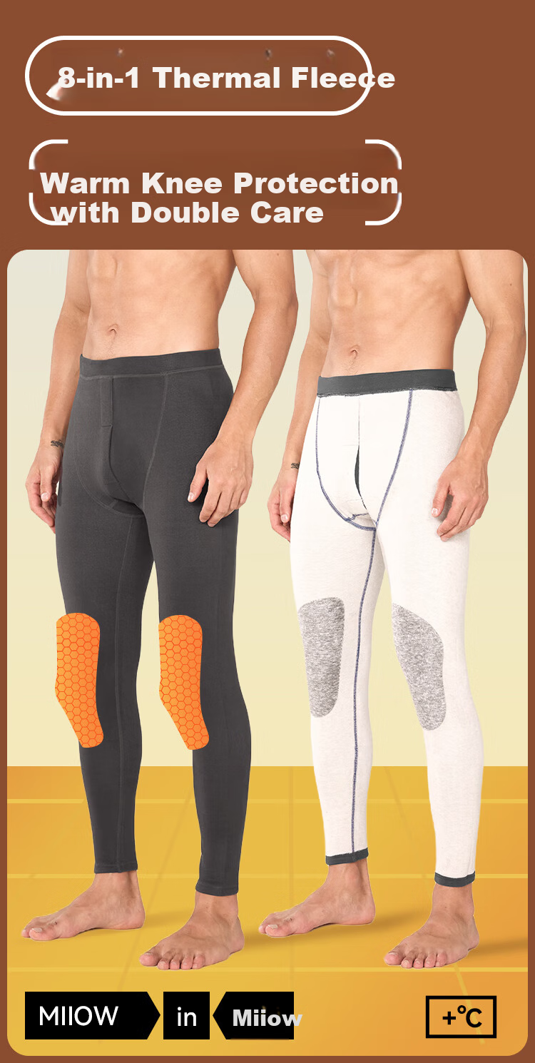 MiiOW 8-in-1 Mink Fur and Silk Knee Support Cotton Pants Men's Thermal Thickened Fleece Antibacterial Cold-Resistant Long Johns 2
