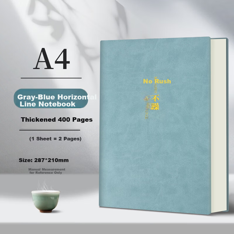 XINSHIDA A4 Large Thickened Notebook Study Graduate Exam Work Meeting High School Ruled Journal Diary Leather Cover Dark Green 400 Pages 1