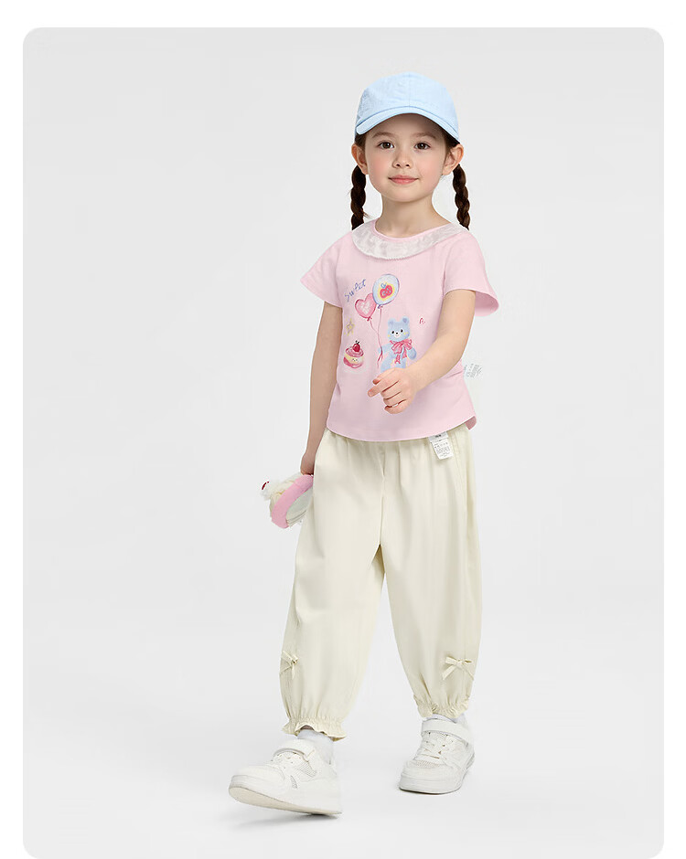 Balabala Girls' Short Sleeve Set Children's Baby Two-Piece 2026 New Summer Delicate Ruffle T-Shirt and Pants Sweet Style 20