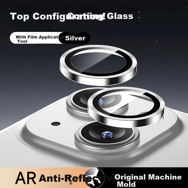Coollefeng Corning Lens Film for iPhone 15 Pro Max Rear Camera Cover 15 Pro Full Coverage Protective Film HD Lens Protector Silver