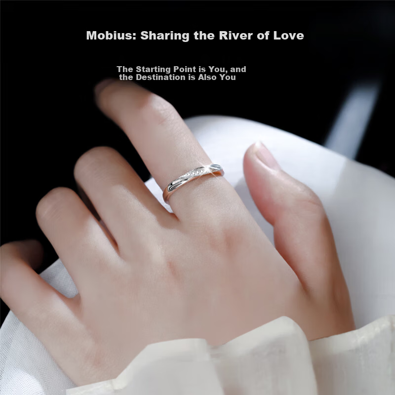 MANHE S999 Pure Silver Couple Rings Set Women's Diamond Rings Wedding Proposal Rings Valentine's Day Gift