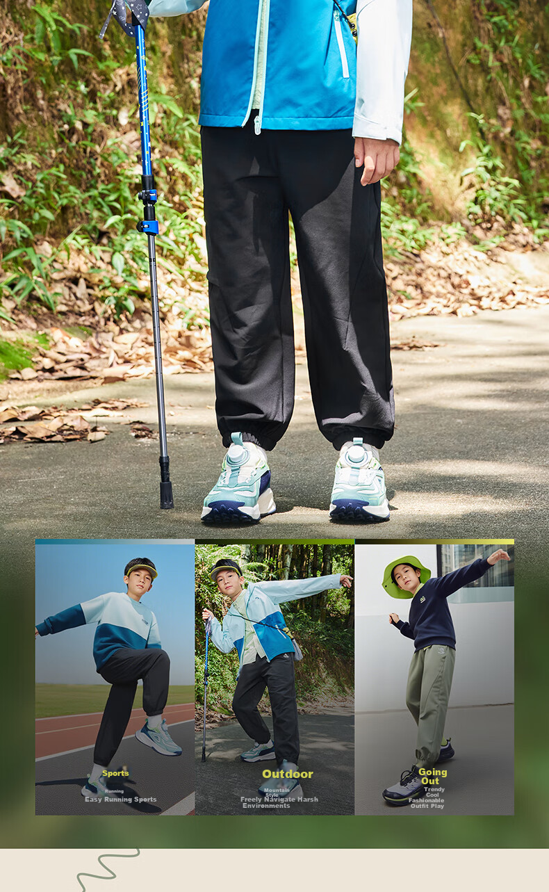 ERKE Kids Boys Sports Pants Casual Versatile Black 160 8