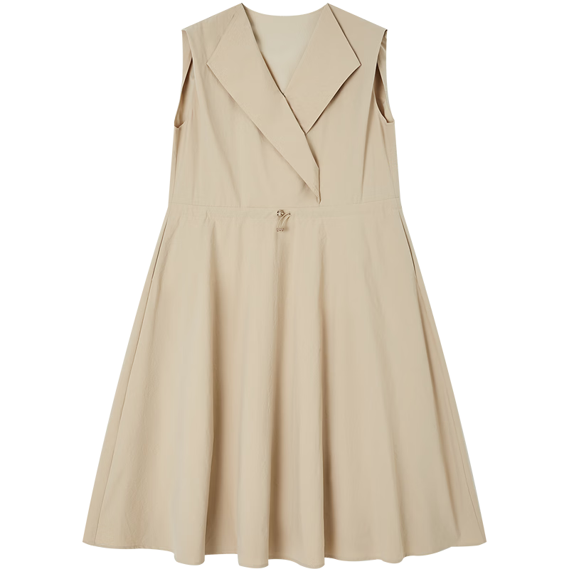 Demana Quick-Dry Sun Protection Series Summer Lightweight Casual Polo Collar Sleeveless Drawstring Waist Mid-Length Dress for Women