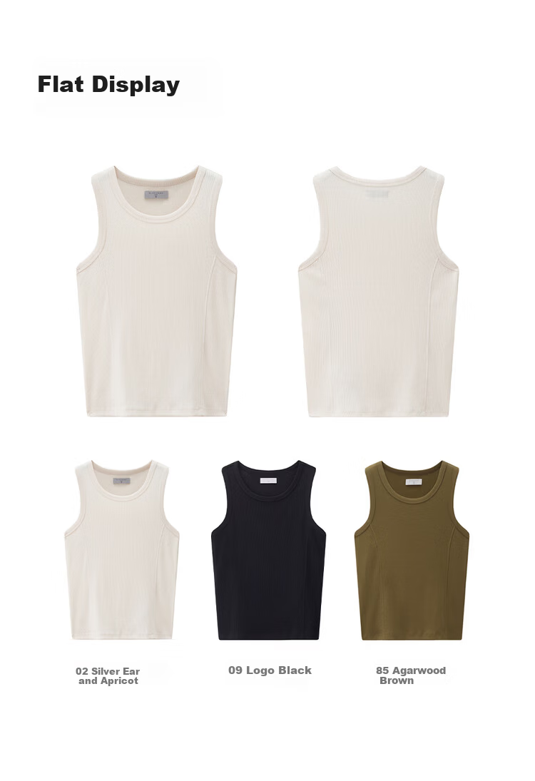 Giordano Women's Sleeveless T-Shirt New Solid Color Ribbed Knit Slim Fit Round Neck Tank Top 13326225 19
