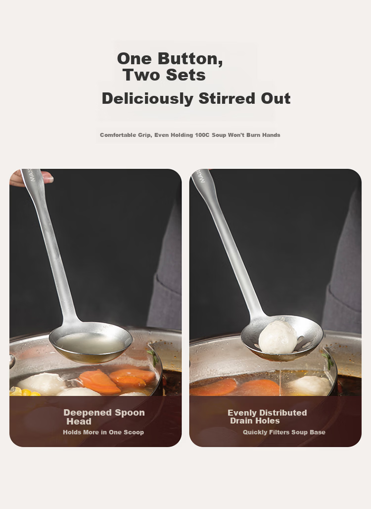 Maxcook Hot Pot Ladle Set, 304 Stainless Steel Soup Ladle And Strainer, Yinding Series, MCYD-02 3