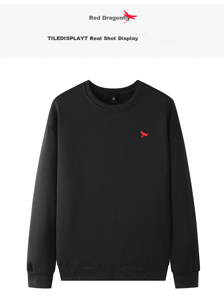 RED DRAGONFLY Men's Fleece-Lined Casual Comfortable Versatile Embroidered Crew Neck Long Sleeve Sweatshirt Heather Gray L 4