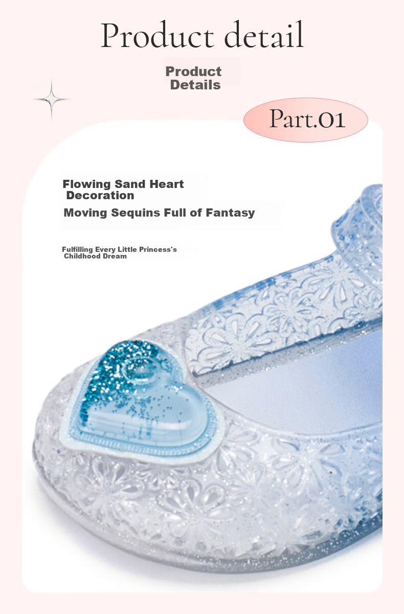 Follow Me Girls' Sandals Children's Jelly Shoes Princess Style Shoes Soft-Soled Non-Slip Casual Shoes Light Blue Size 30 4