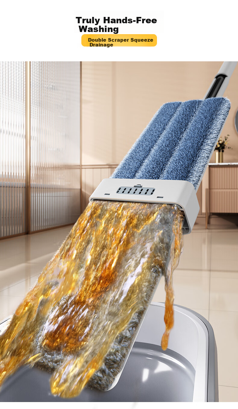 Taitaile Flat Mop 36cm + 3 Replacement Cloths, Hands-Free Cleaning, Household All-In Lazy Person's Floor Mopping Tool 3