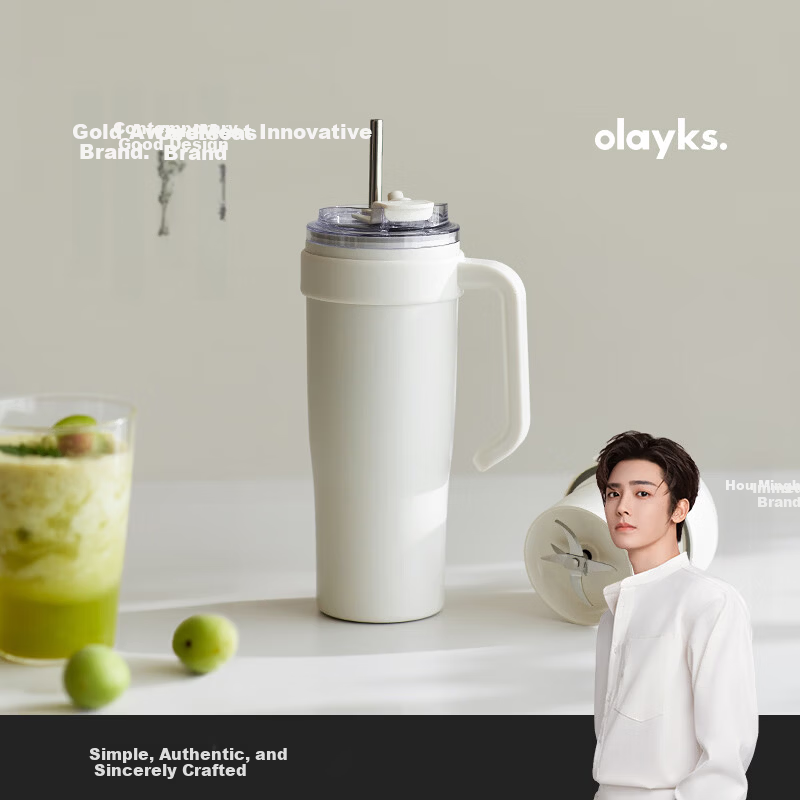 Olayks Instant Fruit Ice Juicer Cup Portable Electric Blender Bottle Insulated Small Car Fitness Juice Maker 304 Stainless Steel Ice Crushing