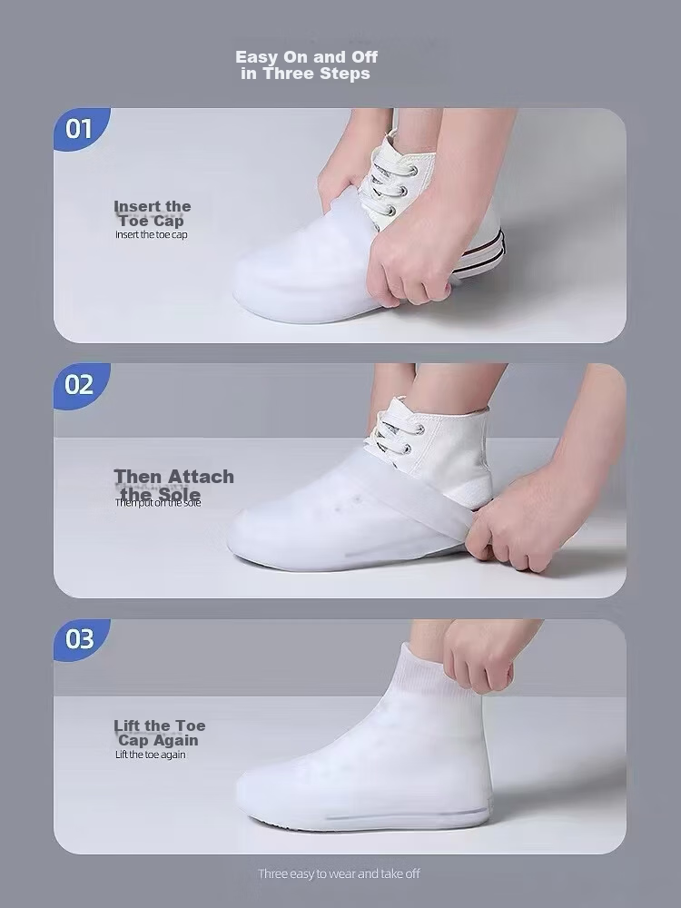 Warrior Rain Shoe Covers Unisex Kids Thickened Wear-Resistant Waterproof Non-Slip Rain Shoe Covers HLZ68 White XL 2