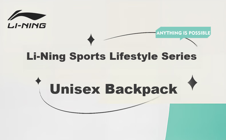Li-Ning Backpack, Men's Shoulder Bag, Middle School Student Backpack, Travel Bag, High School Large Capacity Laptop Bag, Women's Hiking Backpack, Gray 1
