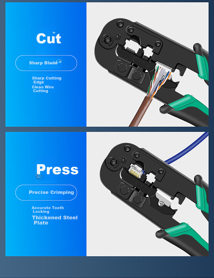 Pro'sKit CP-376TR Network Cable Crimping Tool 4P/6P/8P Multi-Function Professional Ratchet Crimper for RJ45/RJ11/RJ12 Connectors 7