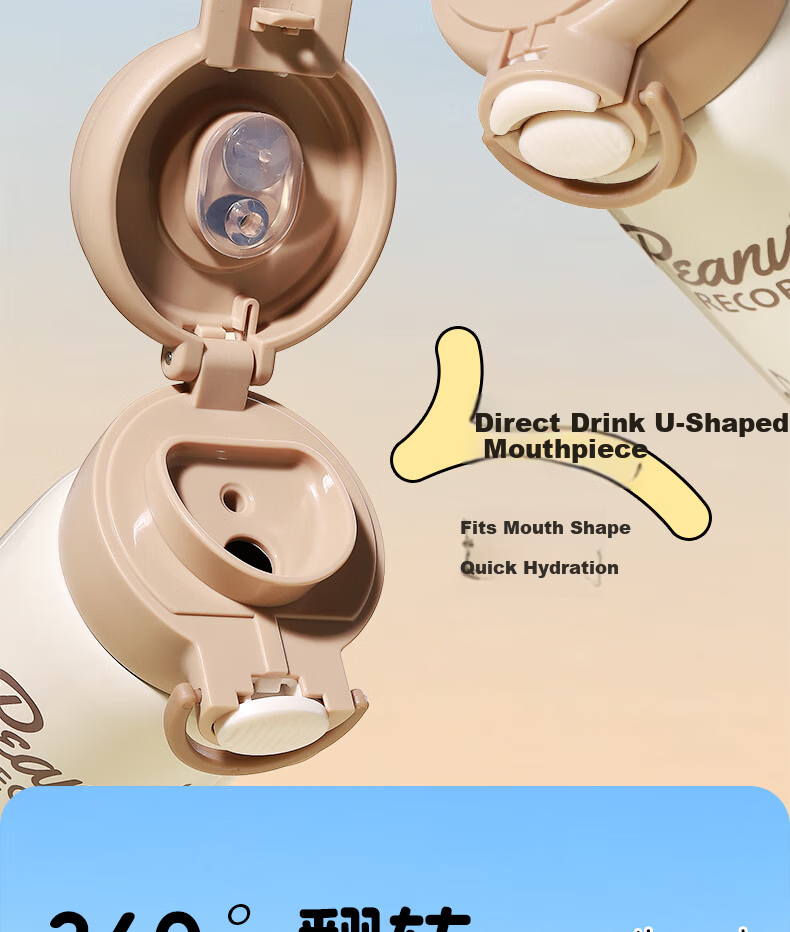 SNOOPY Kids Insulated Water Bottle Large Capacity 316 Stainless Steel Straw Water Bottle Boys Girls Student Dual-Use Portable Drinking Cup 10