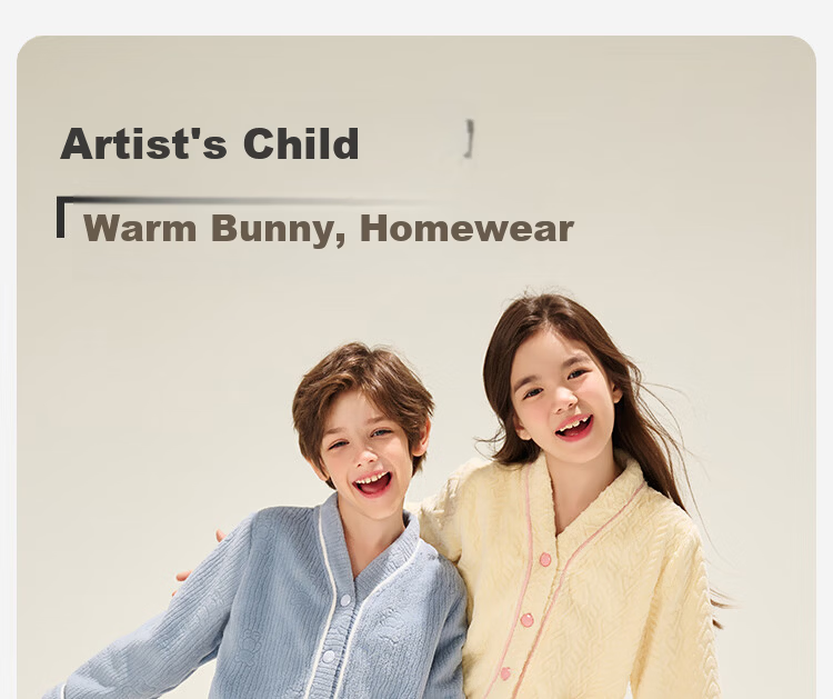 YEEHOO Kids Autumn Winter Fleece Thickened Anti-Static Pajamas Homewear for Older Children Teen Boys and Girls 2