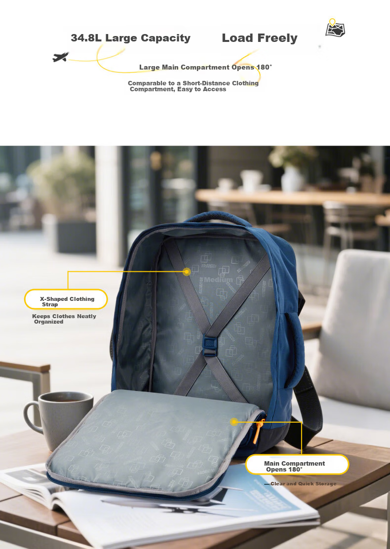 AMERICAN TOURISTER 15.6-inch Large Capacity Backpack Laptop Bag Casual Travel Bag 91G Navy Blue/Orange 5