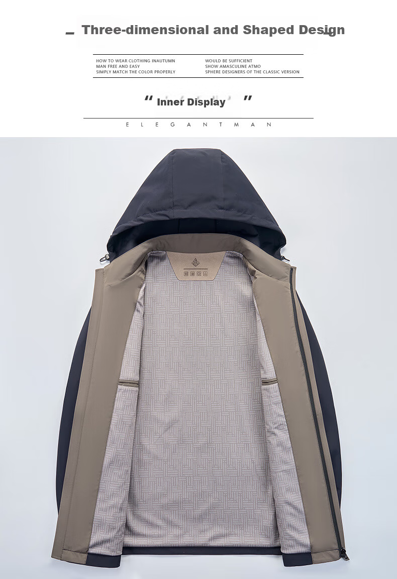 Pierre Cardin Men's High-End Spring Jacket Detachable Hood Wrinkle-Resistant Luxury Spring Autumn Coat 8