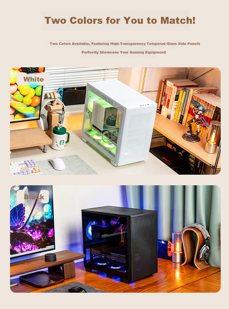 Enermax Mini Air 220 White Desktop PC Case with Tempered Glass Side Panel, Supports Micro-ATX and ITX Motherboards, 240mm Radiator Support, 6 Fan Slots 10