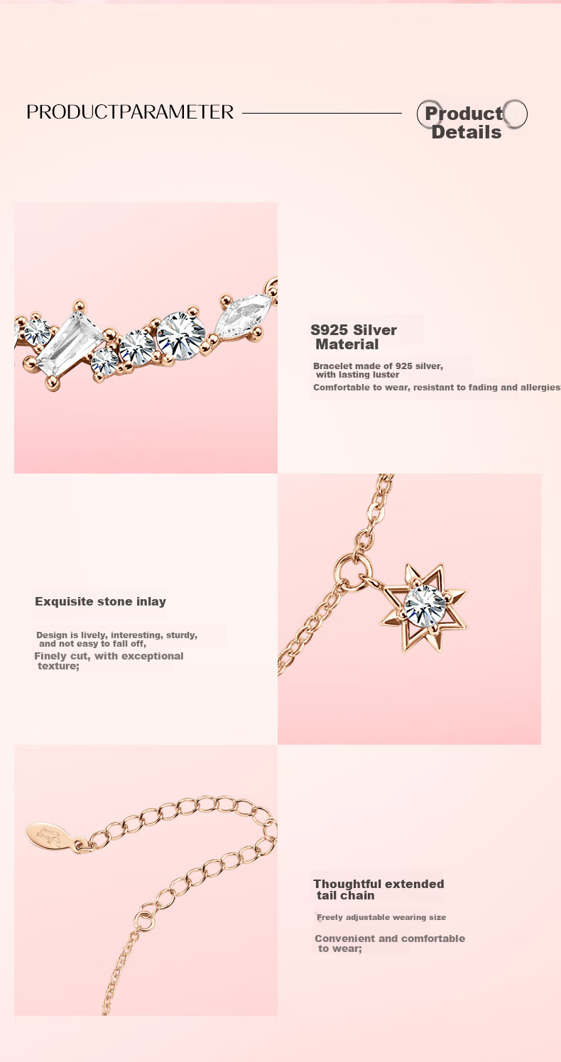 Disney Star Reflection Bracelet 925 Silver Luxury Birthday Gift for Girlfriend 38 Women's Day Gift 9