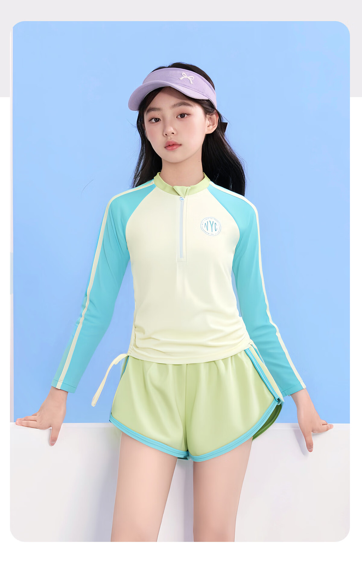 Youyou Children's Swimsuit Girls Two-Piece Teen Youth Hot Spring Swimming Set 4-Piece 35135 Light Pink Size 110 8
