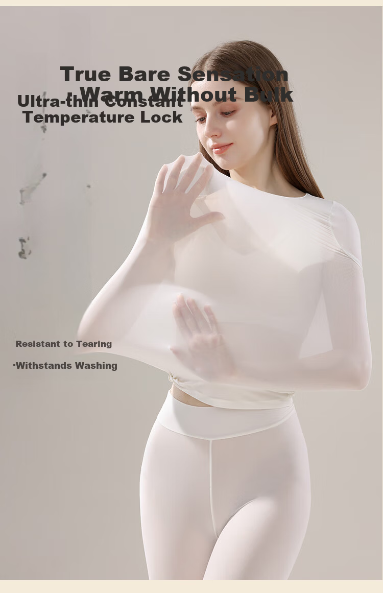 LangSha Women's Thermal Underwear Set Autumn Base Layer Skin Care High Elastic Slim Seamless Thin Warm Winter 10