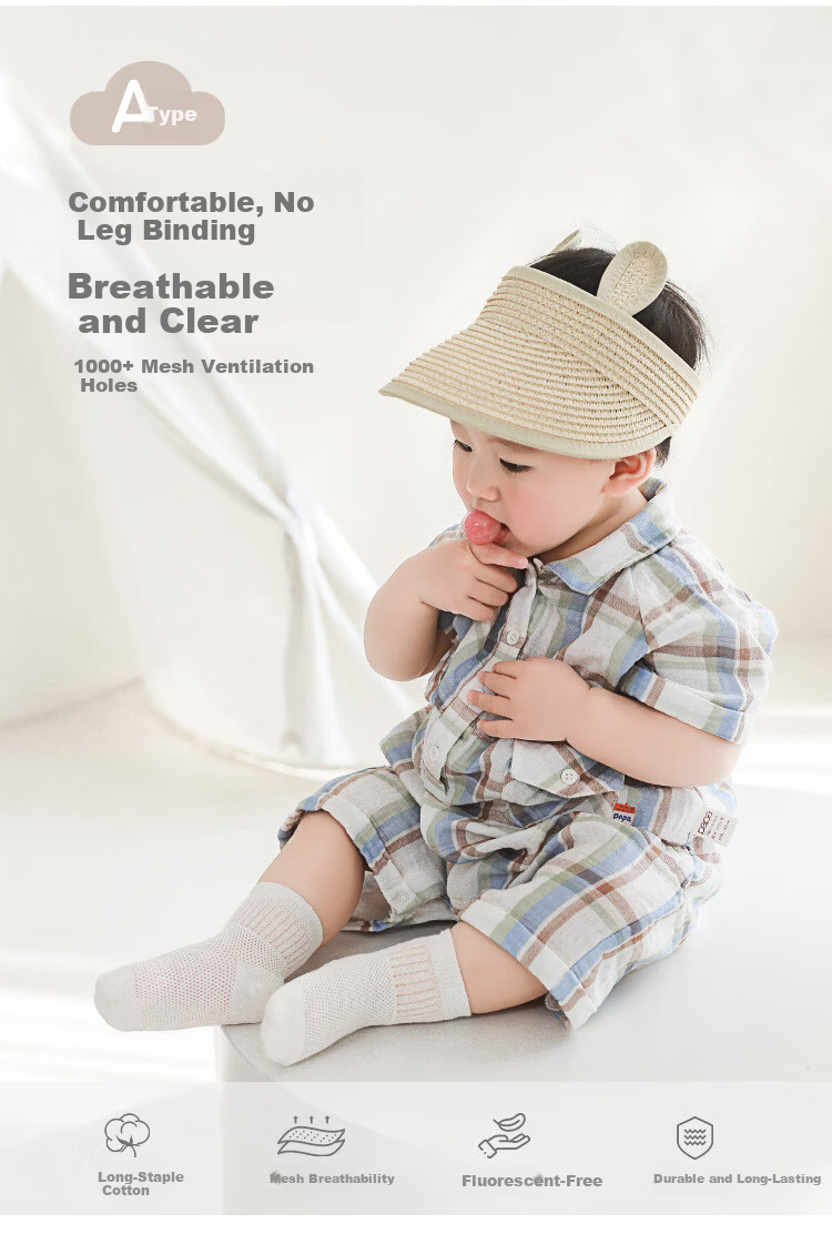 Five-Petal Cotton Children's Socks Spring Summer Mesh Thin Baby Socks Seamless Breathable Newborn Socks Class A 1