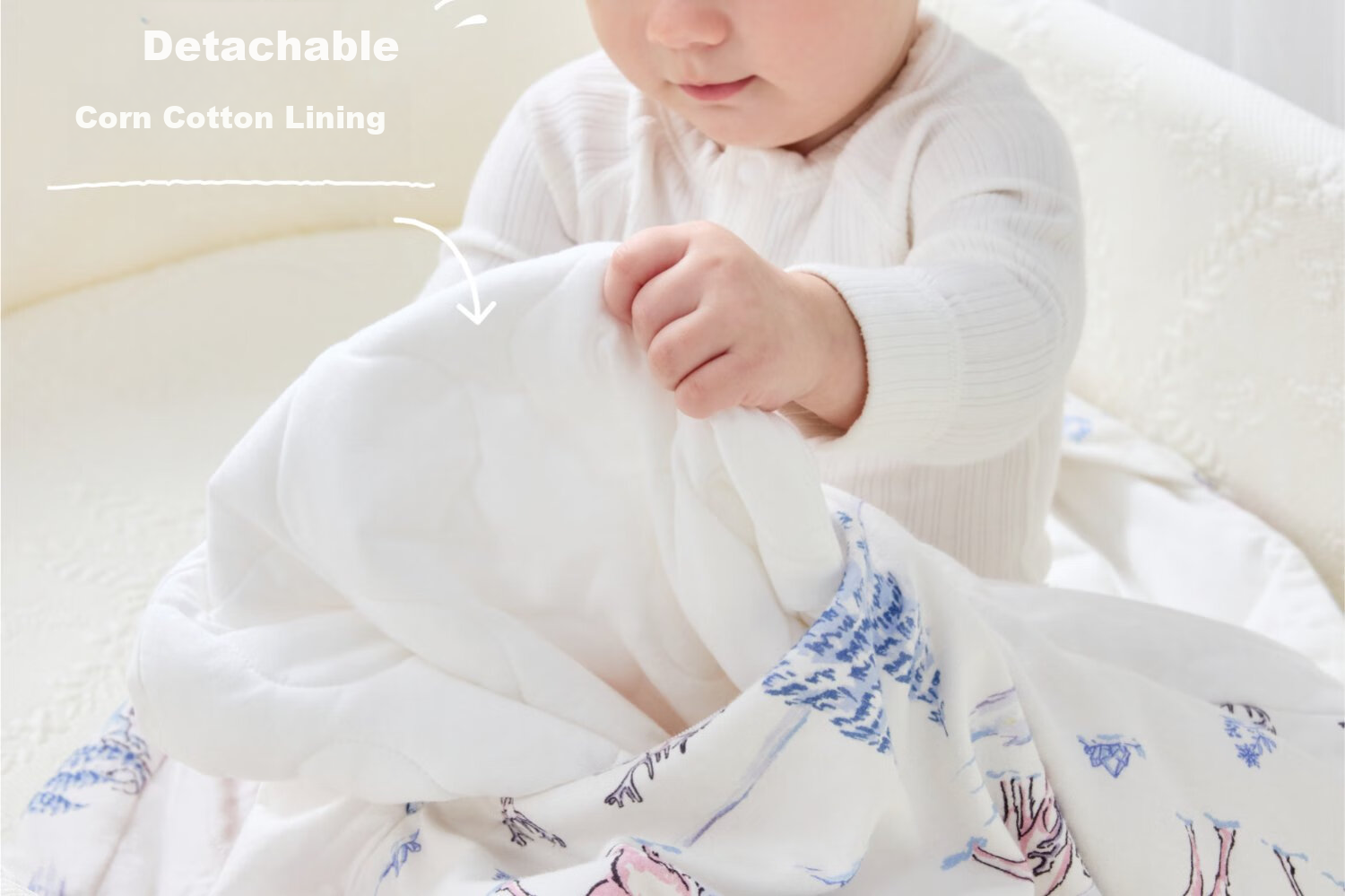DOMIAMIA Baby Detachable Liner Swaddle Blanket Autumn Winter Newborn Universal Four Seasons Wrap 14
