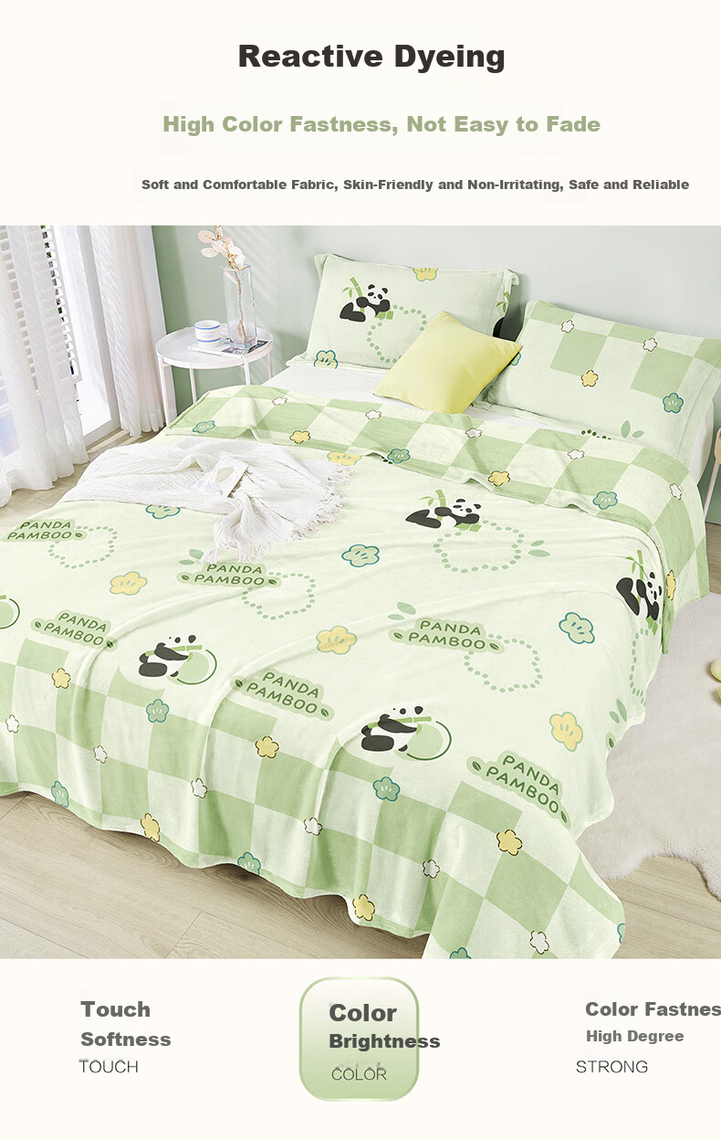 BEYOND Home Textile Coral Fleece Blanket Office Air Conditioning Blanket Nap Blanket Thin Cover Blanket Panda Pattern 200*230cm 8