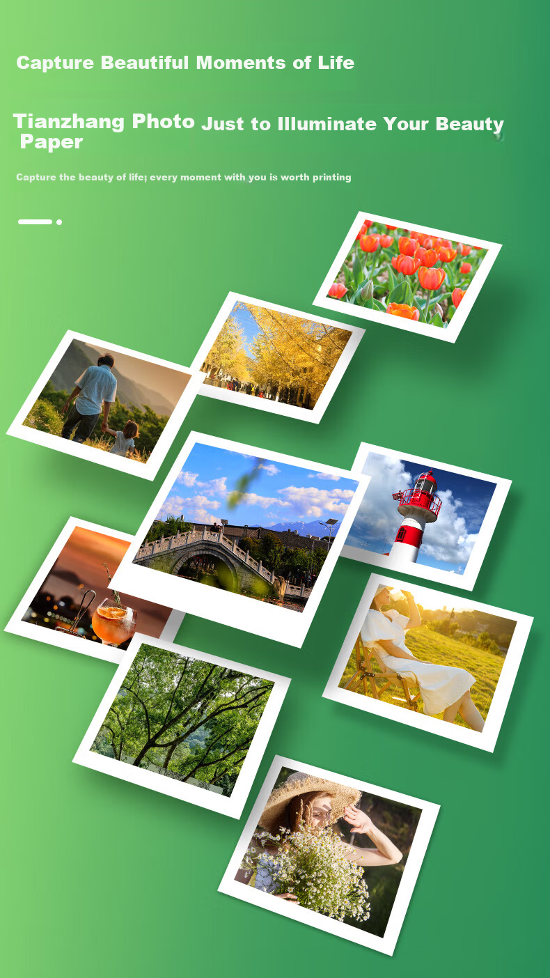 TANGO Photo Paper, 230g High Gloss Inkjet Printing Paper, A3 Size, for Graduation Projects, Landscape Photos, DIY Posters, Creative Postcards, 20 Sheets/pack, New Green, TANGO 2