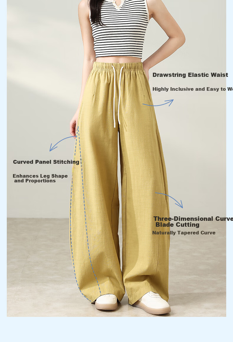LangSha Tencel Cotton Casual Pants for Women Spring Summer Cool High Waist Wide Leg Slim Lyocell Curved Leg Travel Versatile Long Pants 6