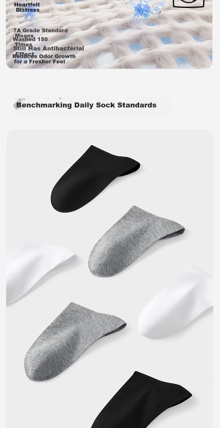 HLA Disposable Cotton Short Socks for Men and Women 7A Antibacterial Travel Daily Use No-Wash Sports Casual Low-Cut Socks 7 Pairs Pack 6