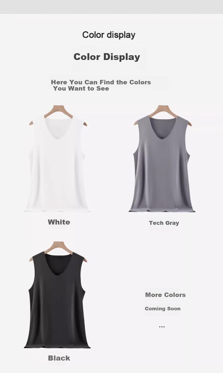 LangSha Men's Ice Silk Seamless 7A Antibacterial Spring Summer Sports Racerback Stretch Base Tank Top 3-Pack 13