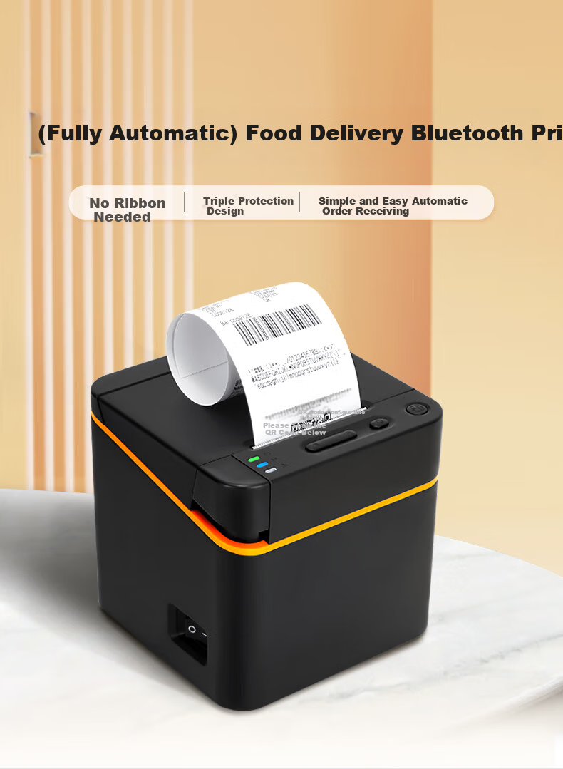 Dongwei 58mm Thermal Receipt Printer Bluetooth Voice Broadcast Meituan Ele.me Takeout Cash Register Paper Receipt Machine Supermarket Convenience Store Billing Machine 1