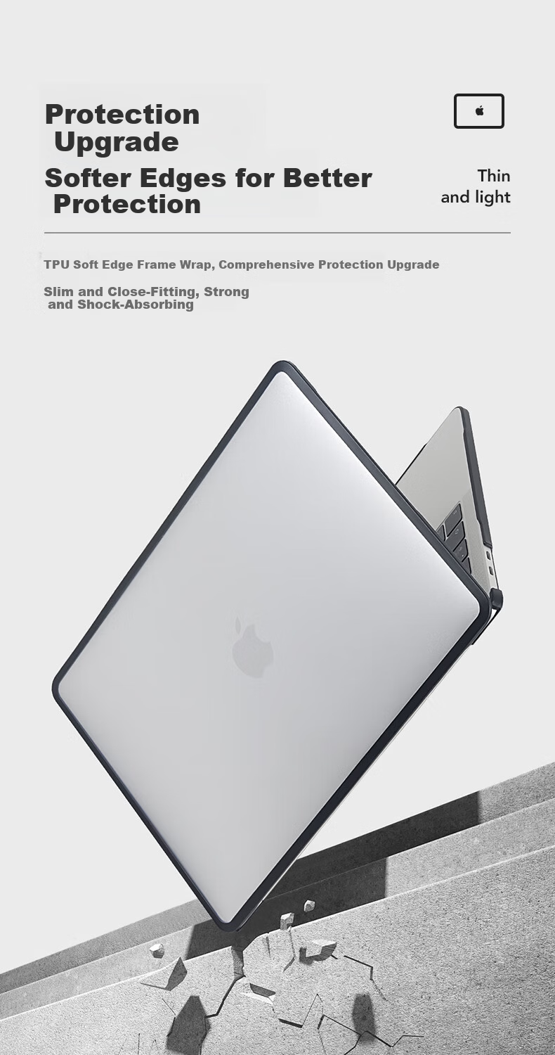 DiYiGongFang Compatible with Apple Laptop Protective Case, Macbook Air 13/13.6 Inch M5/M4/M3/M2 Ultra-Thin Protective Cover, Silicone Upgraded TPU Soft Edge Outer Shell 3