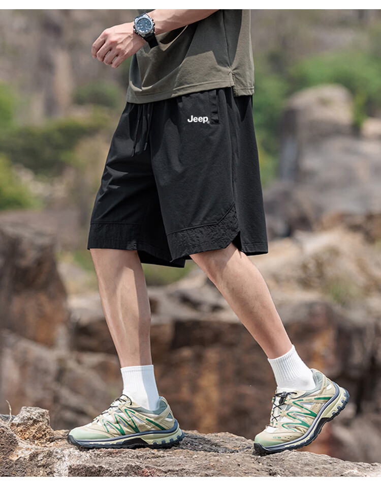 JEEP Men's Summer Loose Fit Ice Silk Shorts Casual Sports Five-Point Pants Military Green M 18