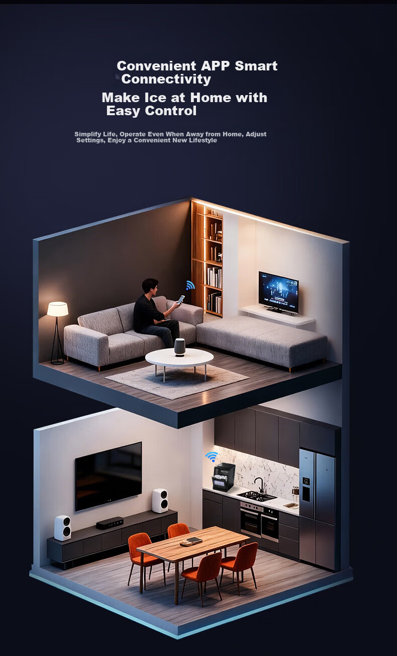 Wellcome Small Ice Maker Crescent Ice Thickened WIFI Fully Automatic Small Ice Maker UV Sterilization Ice Machine 7
