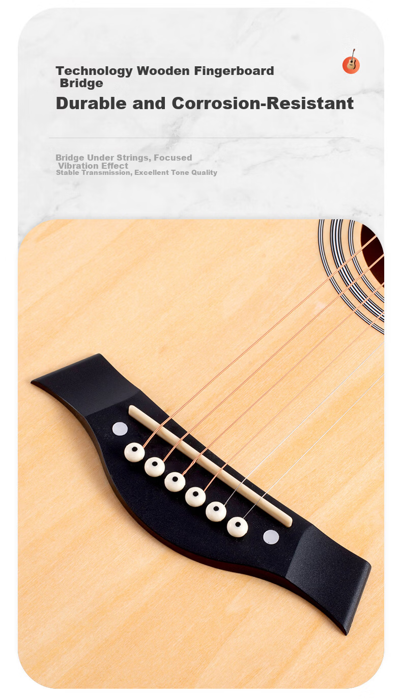 Acacia Bird 38-Inch Acoustic Guitar Beginner Entry-Level Male and Female Instrument Glossy Natural Wood Color 10