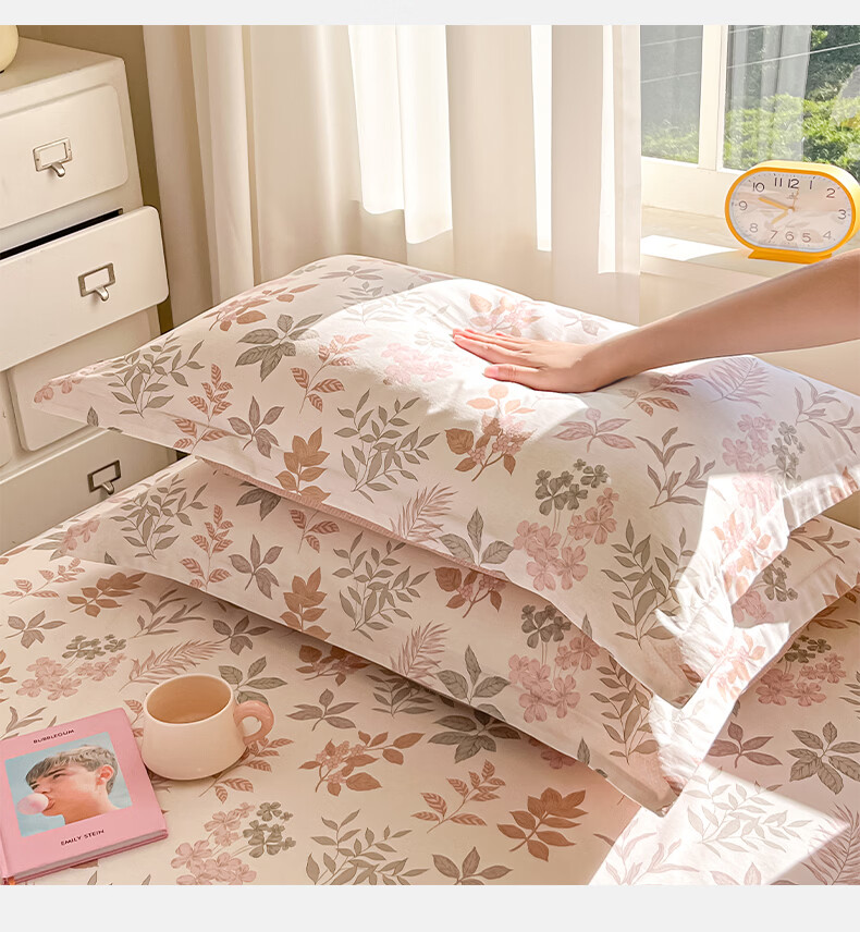 Hongdou 100% Cotton Four-Piece Bedding Set for 1.5/1.8m Bed, 100% Pure Cotton Thickened Duvet Cover and Core, Xinjiang Cotton Duvet Cover 2*2.3m, Rock Manor Red 13