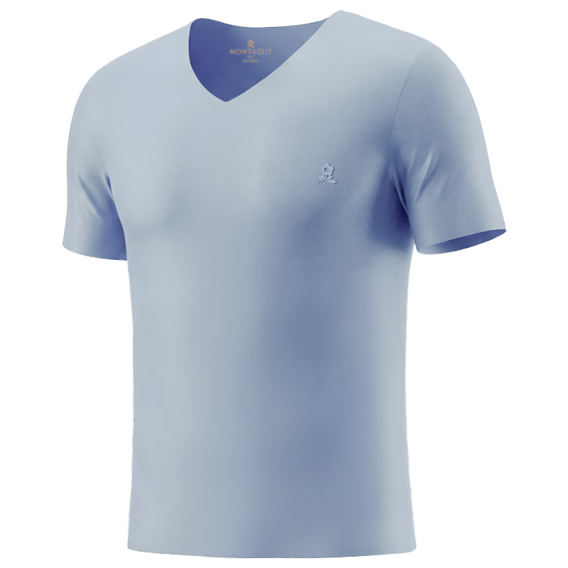 MONTAGUT 80s Modal Short Sleeve Men's Seamless V-Neck Half Sleeve Sports Fitness Lightweight Base Layer Summer Top