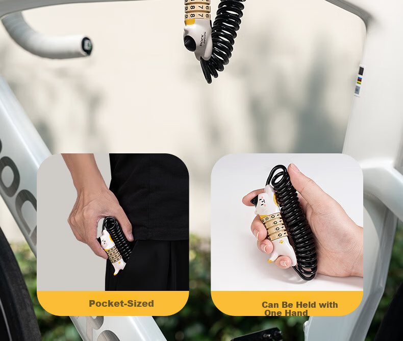 ROCKBROS Bicycle Lock Motorcycle Helmet Lock Electric Bike Mountain Road Bike Password Portable Anti-theft Sanhua Black Cat 7