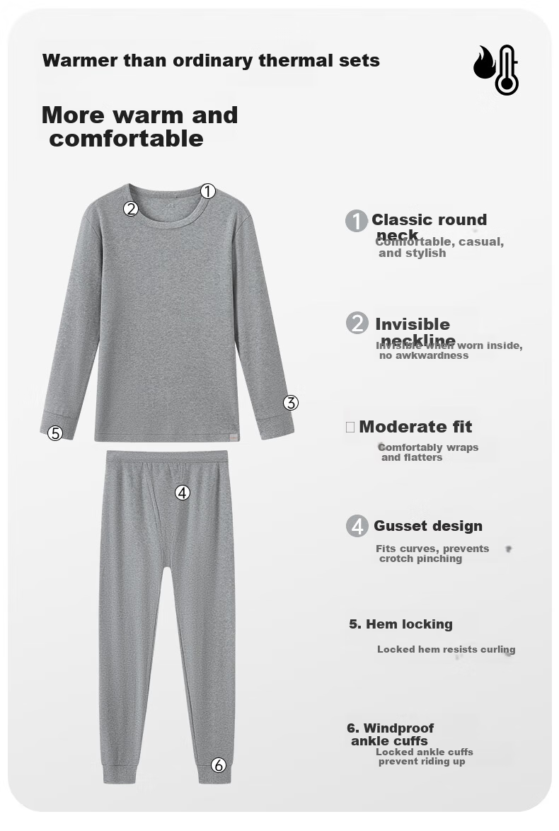 Yiershuang [Class A 100% Pure Cotton] Men's Thermal Underwear Set Antibacterial Youth Autumn Long Johns Full Cotton Sweater 4