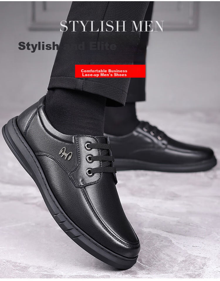 Hengyuanxiang Men's Slip-On Business Casual Lace-Up Breathable Driving Loafers J1627 Black Size 40 3