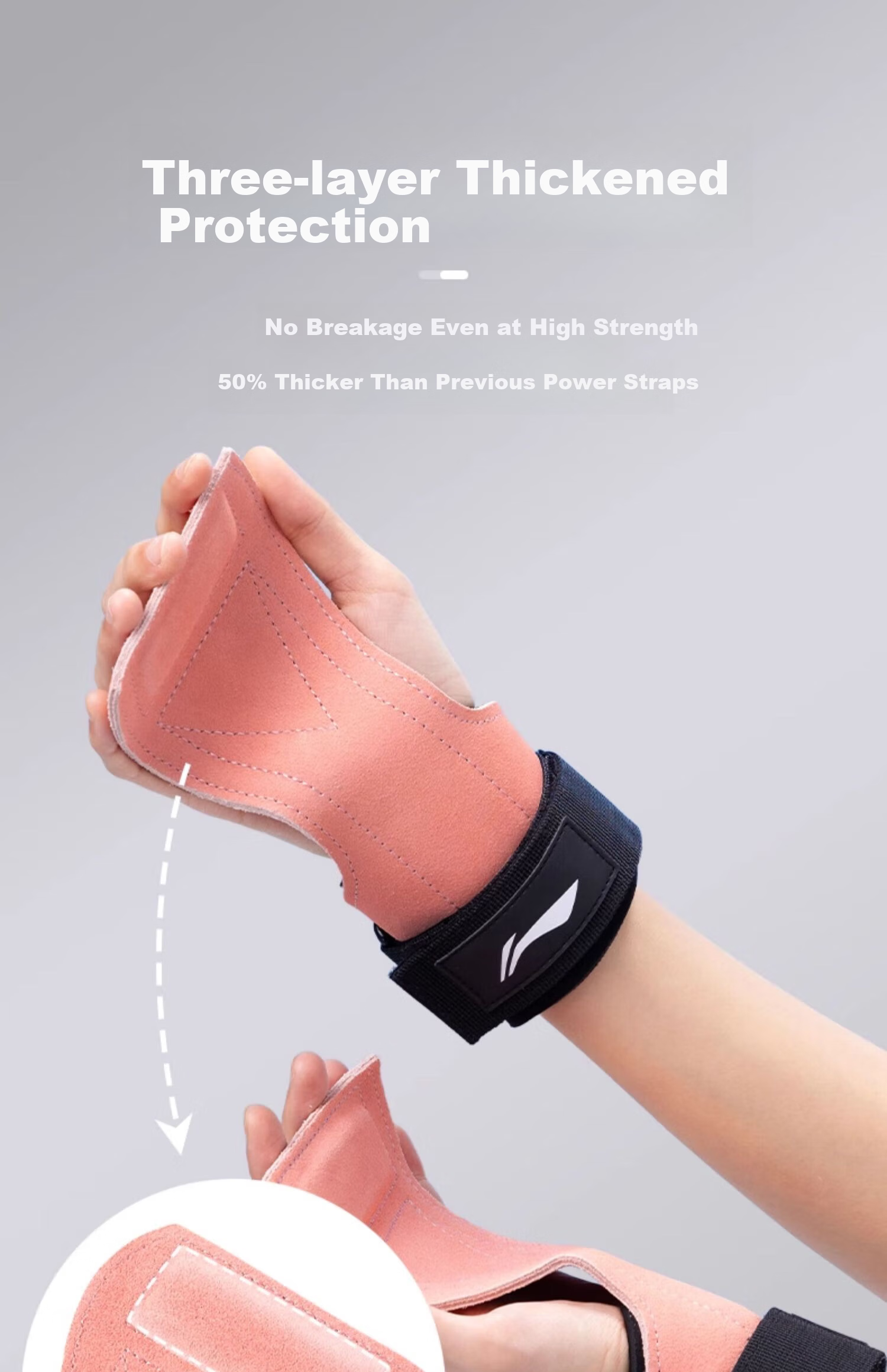 LI-NING Women's Leather Fitness Gloves with Pull-Up Grip, Men's Palm and Wrist Support Strap for Deadlift and Pull-Up Assistance 5