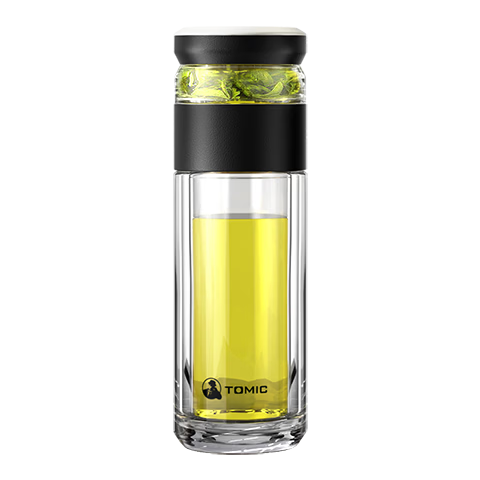 TOMIC Tea Infuser Mug, Antibacterial Double-Layer Glass Cup for Men, Titanium Tea Separator Cup, Customizable for Group Purchase
