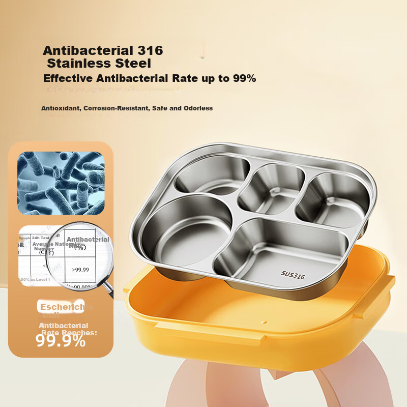 Ymer Children's Insulated Lunch Box Student Special School Partition Bento Box Office Stainless Steel 316 Mickey