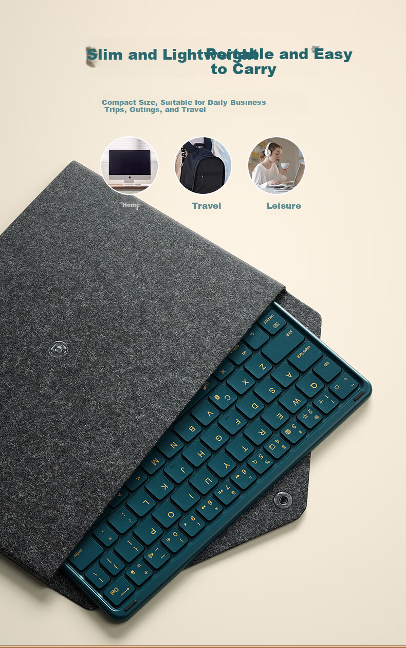 B.O.W Hangshi HB321 Ultra-thin Bluetooth Wireless Touch Keyboard for iPad Xiaomi Huawei Apple Tablet Mobile Laptop Silent Rechargeable Keyboard Dark Green 5