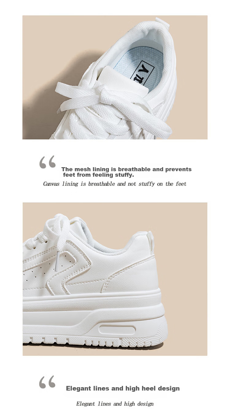 RENBEN 6CM Height Increasing White Sneakers Thick Sole Platform Shoes 2026 Trendy Versatile Student High-Value Chunky Casual Sports Shoes 5