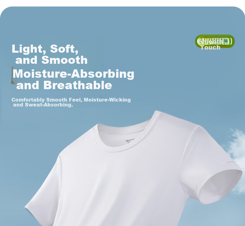 SEPTWOLVES Men's Short Sleeve T-Shirt Elastic Cotton Breathable Casual Sweat-Absorbing Basic Light Gray XL 5
