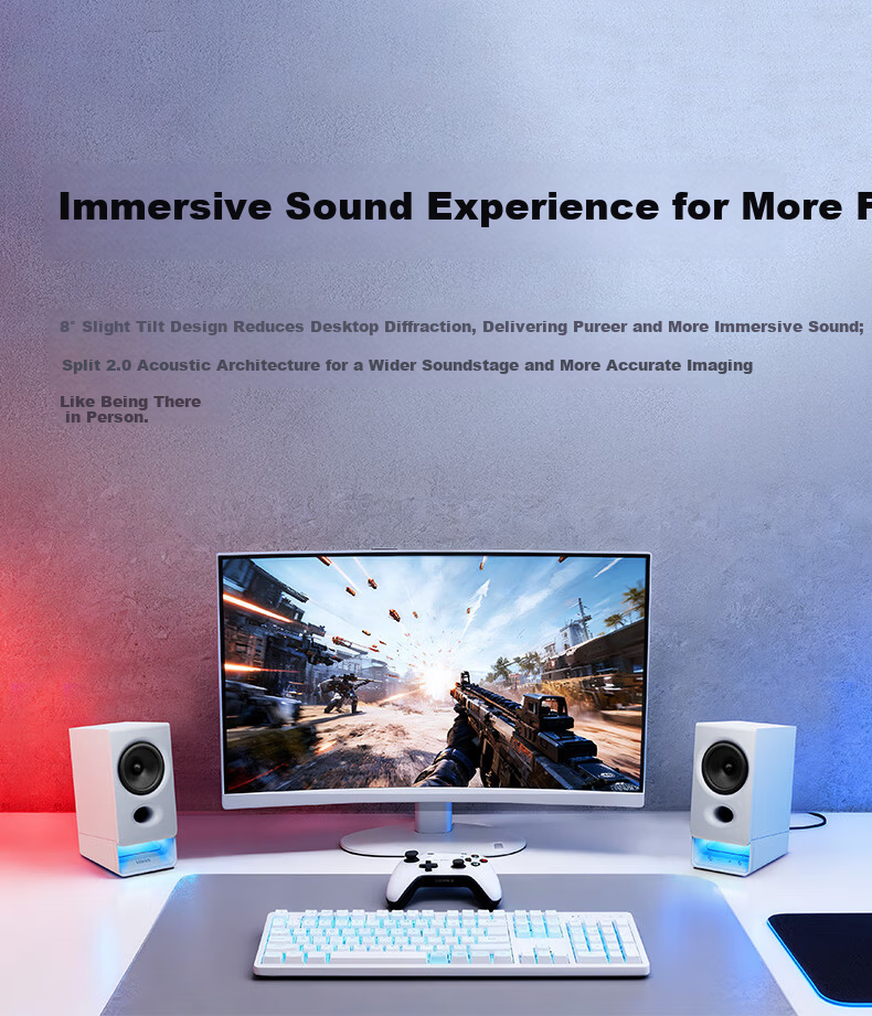 EDIFIER New R20 Desktop 2.0 Computer Speakers Wireless Bluetooth 6.0 RGB Ambient Lighting Black 9